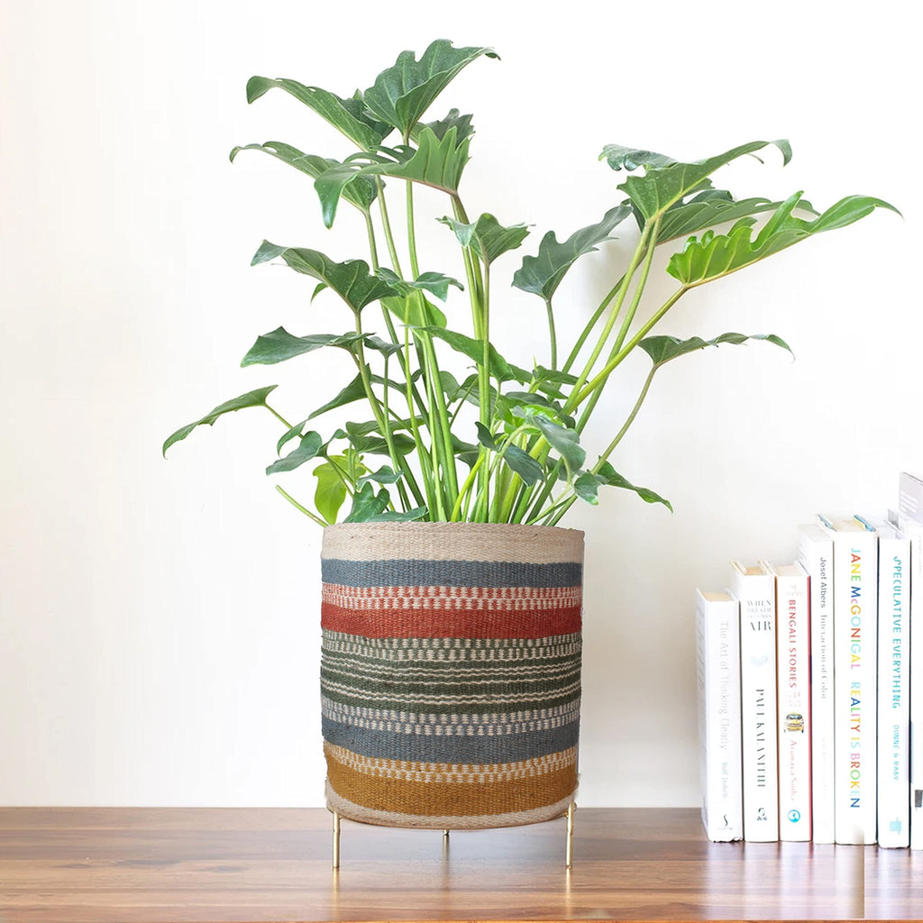 Sturdy Jute Planter Basket Modern Woven Basket for 8" Flower Pot Floor Indoor Planters, 10" x 10" Storage Organizer
