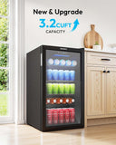 Mini Fridge 130 Can Beverage Refrigerator Cooler Glass Door for Soda Wine Beer, 