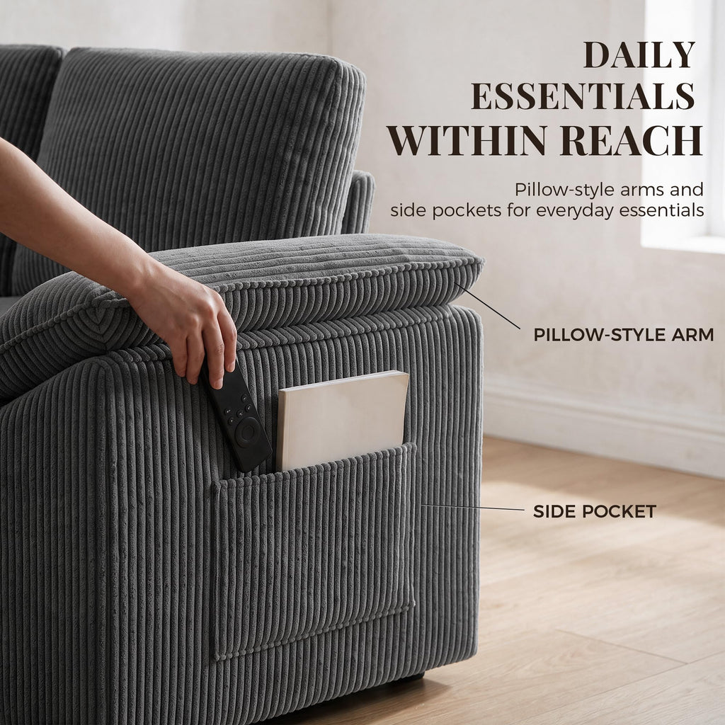 Modular Sectional Sleeper Sofa with Pull Out Bed, Dark Grey