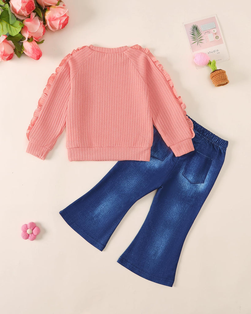 Baby Girl Clothes Pink 3D Bow Sweatshirt Pants Outfits