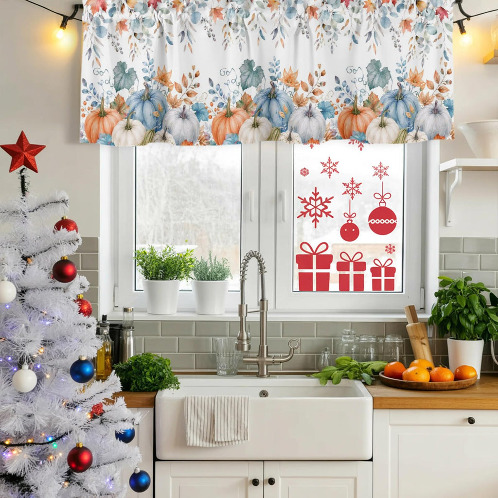 Fall Valances for Windows 2 Pack Farmhouse Pumpk Valance Curtains Rod Pocket Window Treatments Thanksgiving Autumn