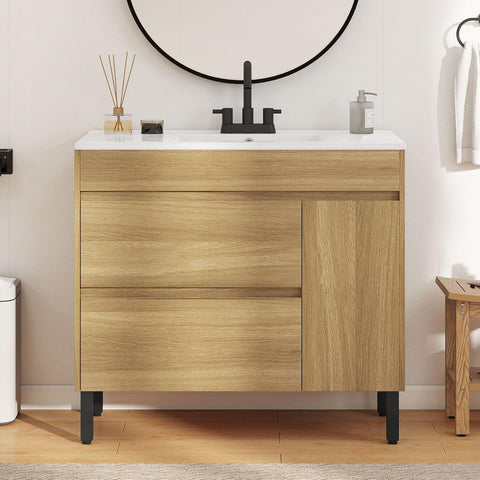 36" Freestanding Bathroom Vanity with Sink - Spacious Vanity Cabinet with Storage