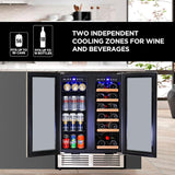 18 Bottle 56 Can Wine Fridge - Wine Cooler with Glass Door, 150 L Beverage Can R