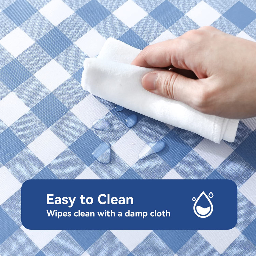 Gingham Vinyl Tablecloth, Rectangle 54 x 78, Light Blue