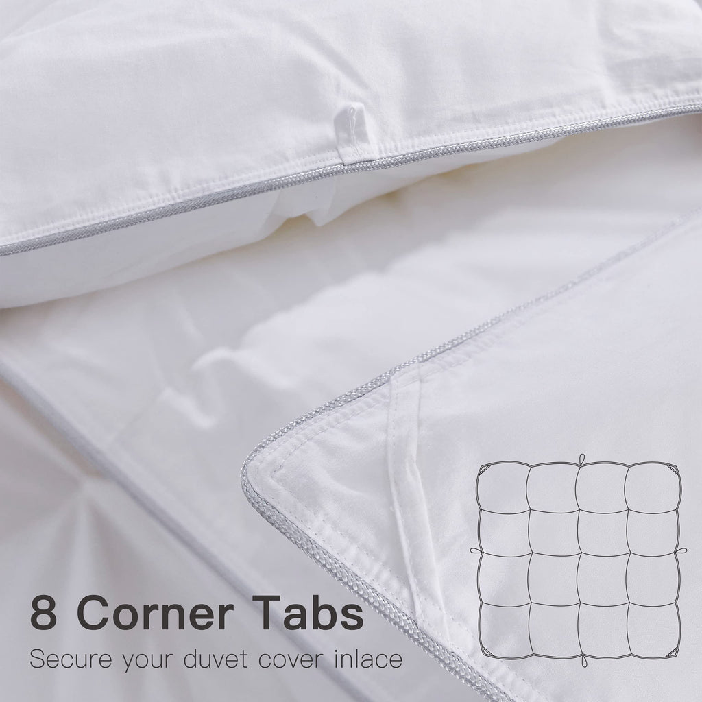 All Season Luxurious White Goose Down Feather Fiber Comforter Duvet Inserts - Medium Warmth Ultra Soft 750