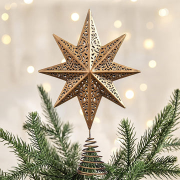 8 * 11 Inch Brass Star Christmas Tree Topper Metal Christmas Decor