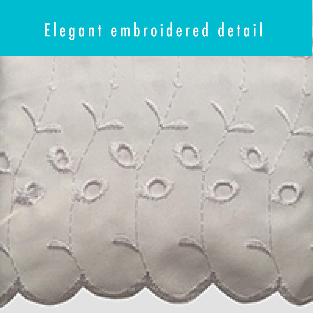 Ideas Ruffled Eyelet Bed Skirt Dust Ruffle with Gathered Styling and Embroidered Details, 18" Drop Length, King, Ivory