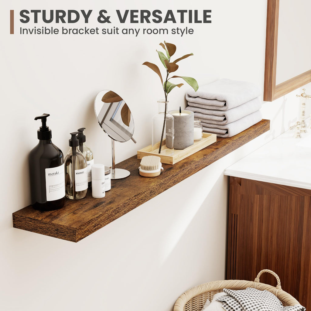 16 Inch Floating Shelves, 8 Inch Deep Floating Shelves for Wall, Hanging Shelf with Invisible Brackets, Deep Shelves