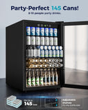 4.5 Cu.ft Beverage Refrigerator and Cooler, 145 Can Mini fridge with Glass Door 