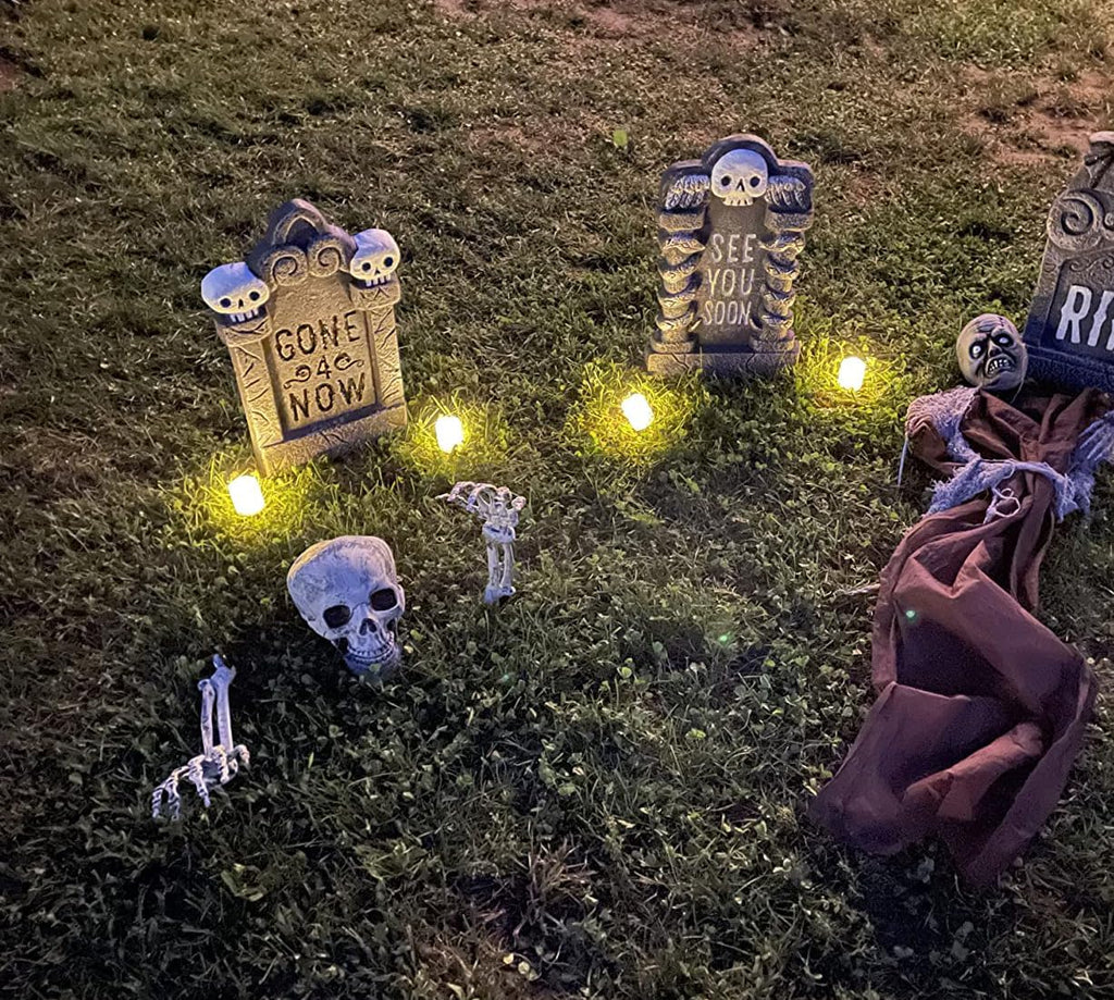 Skeleton Groundbreaker, Skull Stakes for Halloween Decorations Outdoor - Set of 3