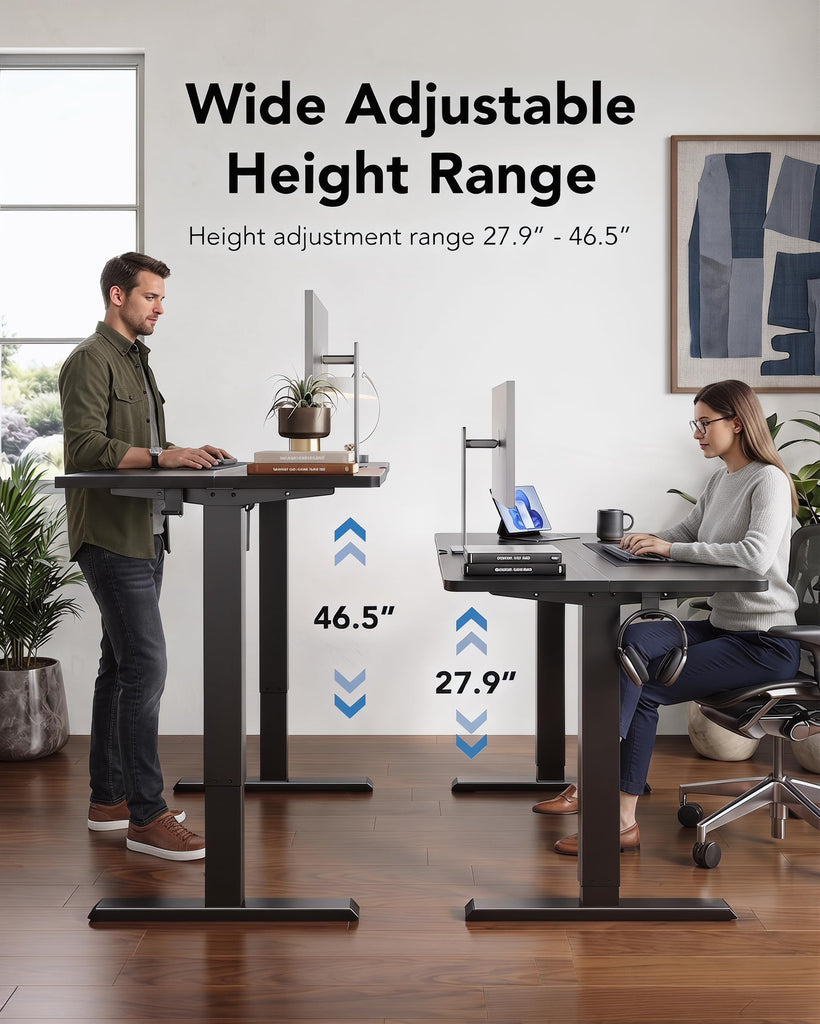 48x23 Inch Electric Standing Desk, Adjustable, Black
