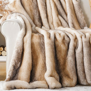 Luxury Faux Fur Throw Blanket for Couch, 60"x80", Thick, Smoothly | Large Soft Warm Cozy Plush Furry Fuzzy Mink