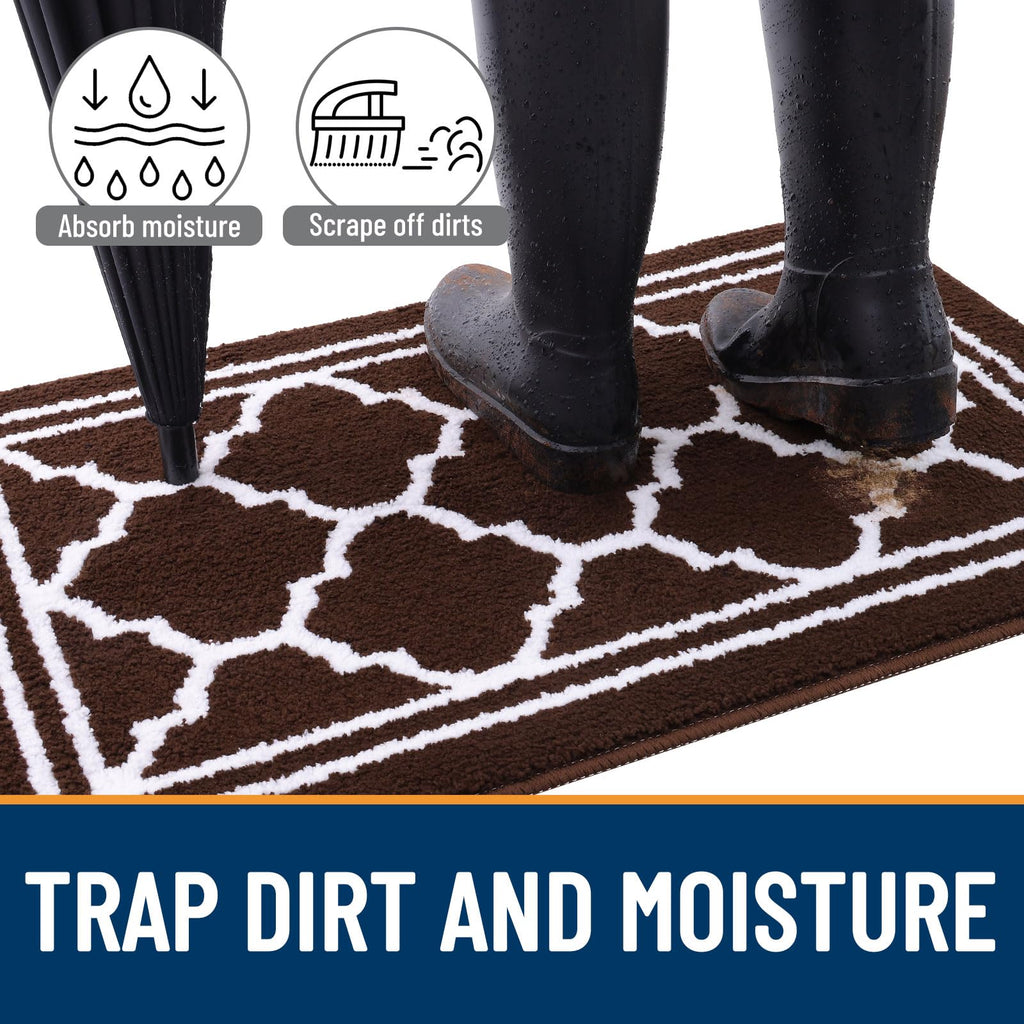Indoor Door Mat, Dirt Resistant Doormat, 48x32, Dark Brown