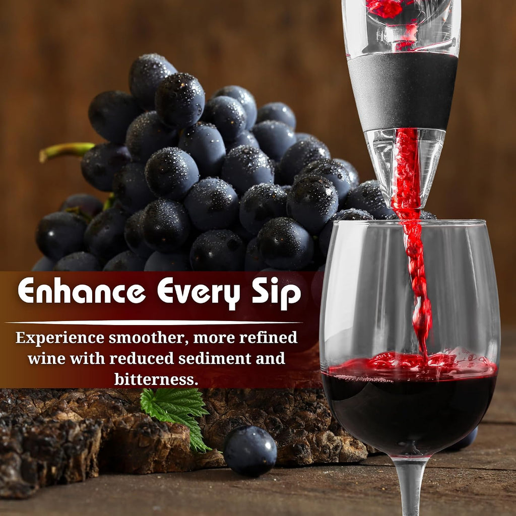 Red Wine Aerator- Wine Pourer- Decanter- Premium Wine Aerator with Stand - Decanter Aerating Spout with Filter