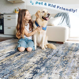 Area Rugs 8x10 for Living Room: Washable Rug Modern Abstract Neutral Soft Non-Slip Low-Pile Indoor Large Carpet for
