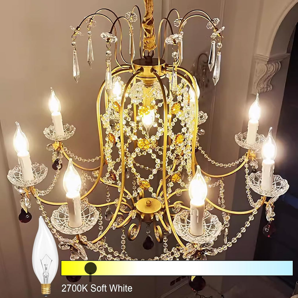 E12 Incandescent Candelabra Light Bulbs 40Watt Warm White 2700K