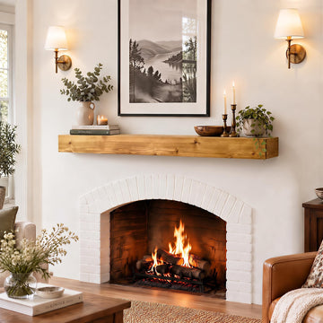 Wood Fireplace Mantel Shelves Wall Mounted, 60" W X 8" D x 3" H, Natural