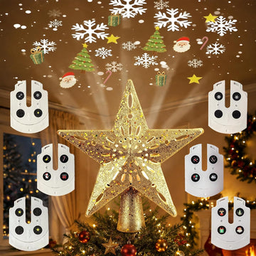 Star Tree Topper with LED Projector, 6 Projection Modes