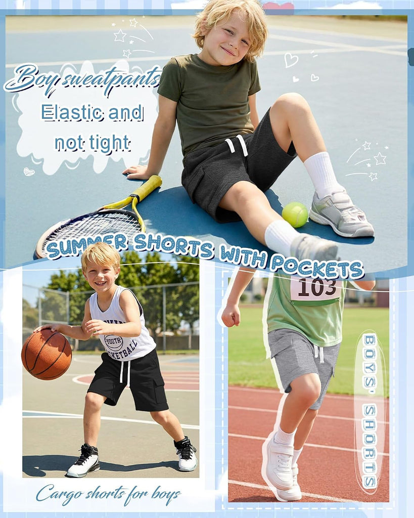 4 Pack Boys Cargo Long Shorts