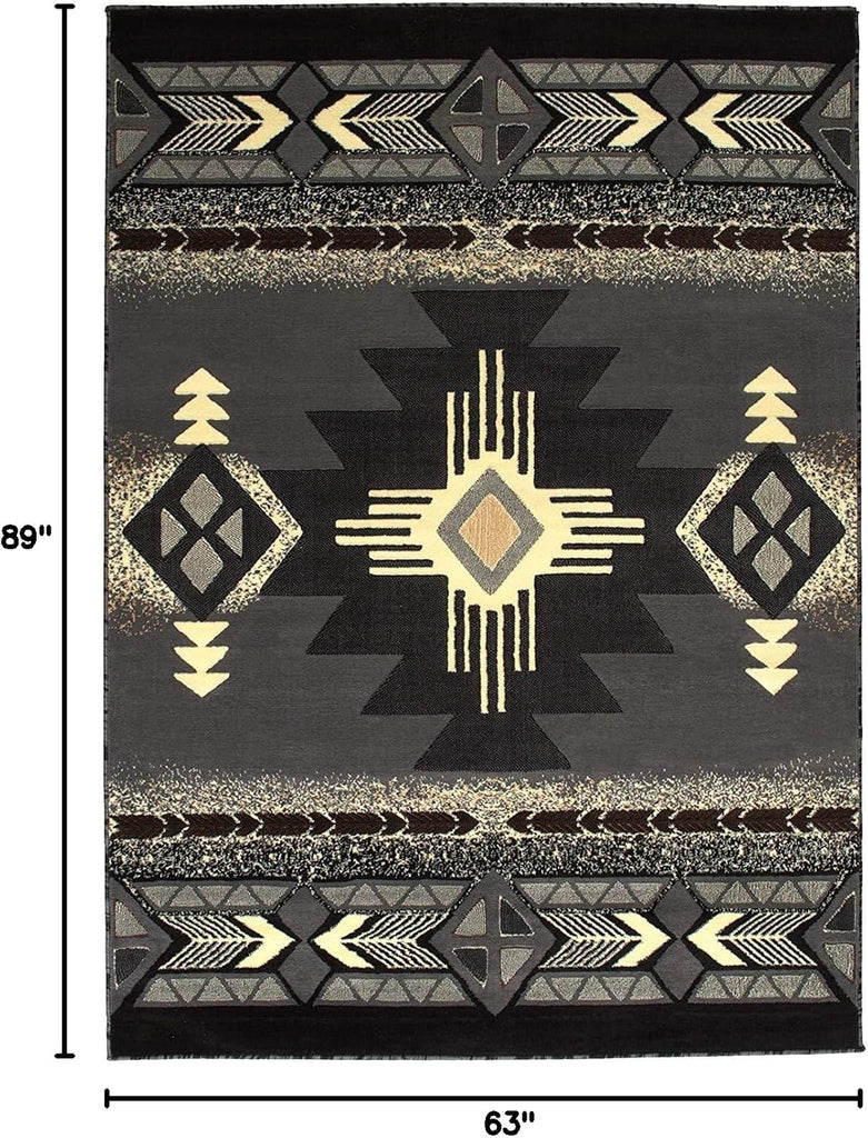 Southwest Native American Navajo Aztec Tribal Indian Gray Carpet Area Rug (5 Feet 3 Inch X 7 Feet 5 Inch)