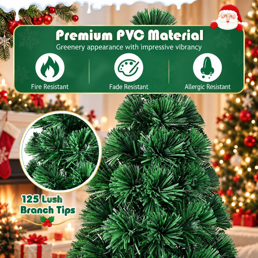 4 FT Pre-lit Fiber Optic Christmas Tree, Green