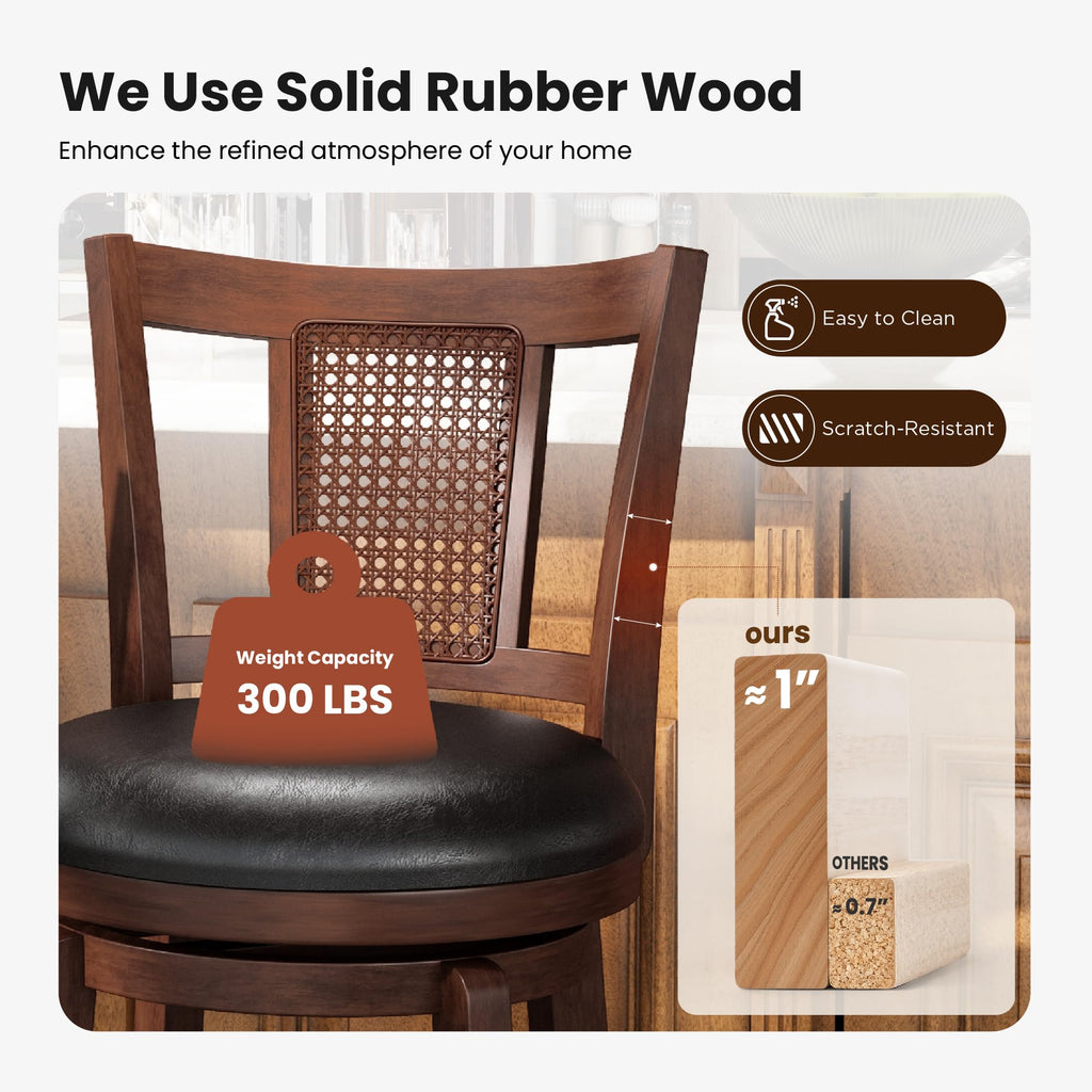 26 Inch Swivel Bar Stools Set of 3, Counter Height Barstools