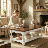 Farmhouse Coffee Table with Storage, Mid Century Coffee Tables