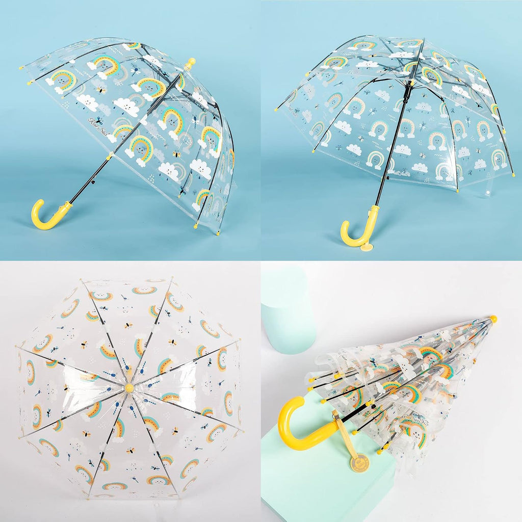 2 Pack Kids Clear Umbrellas for Rain Dome Bubble Umbrella Windproof for Toddler Boys Girls