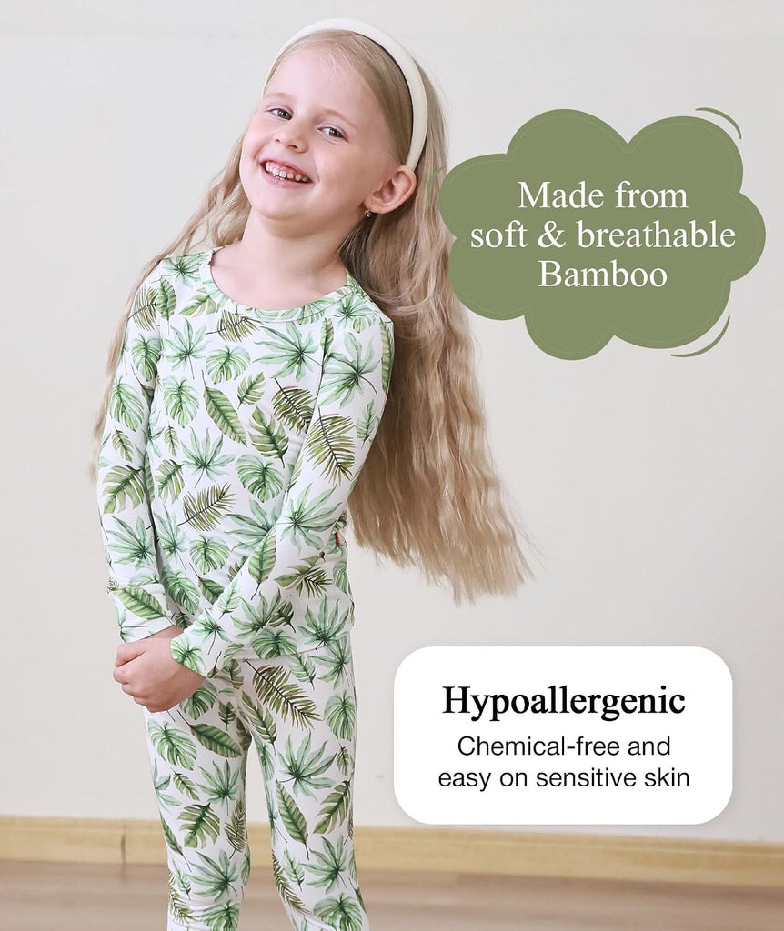 Bamboo Viscose Toddler Girls Snug Fit Pajamas 2 Piece Pjs