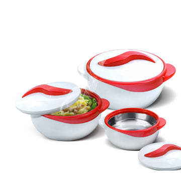 Insulated Casserole Dish with Lid 3 pc. Set 2.6/1.5/1 qt. Hot Pot Food Warmer/Cooler -Thermal Soup/Salad Serving