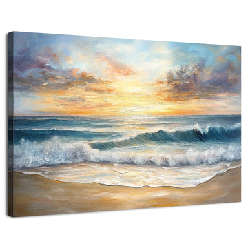Ocean Beach Wall Living Room Decor Coastal Beach Skyline Pictures Sunset Ocean Landscape Canvas Prints Painting