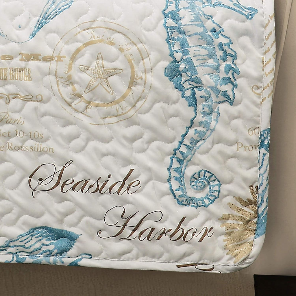 Harbor Life Furniture Protector, Couch Cover, 116" W x 75" L, Blue & Taupe - Sofa Covers Washable - Nautical - Sofa