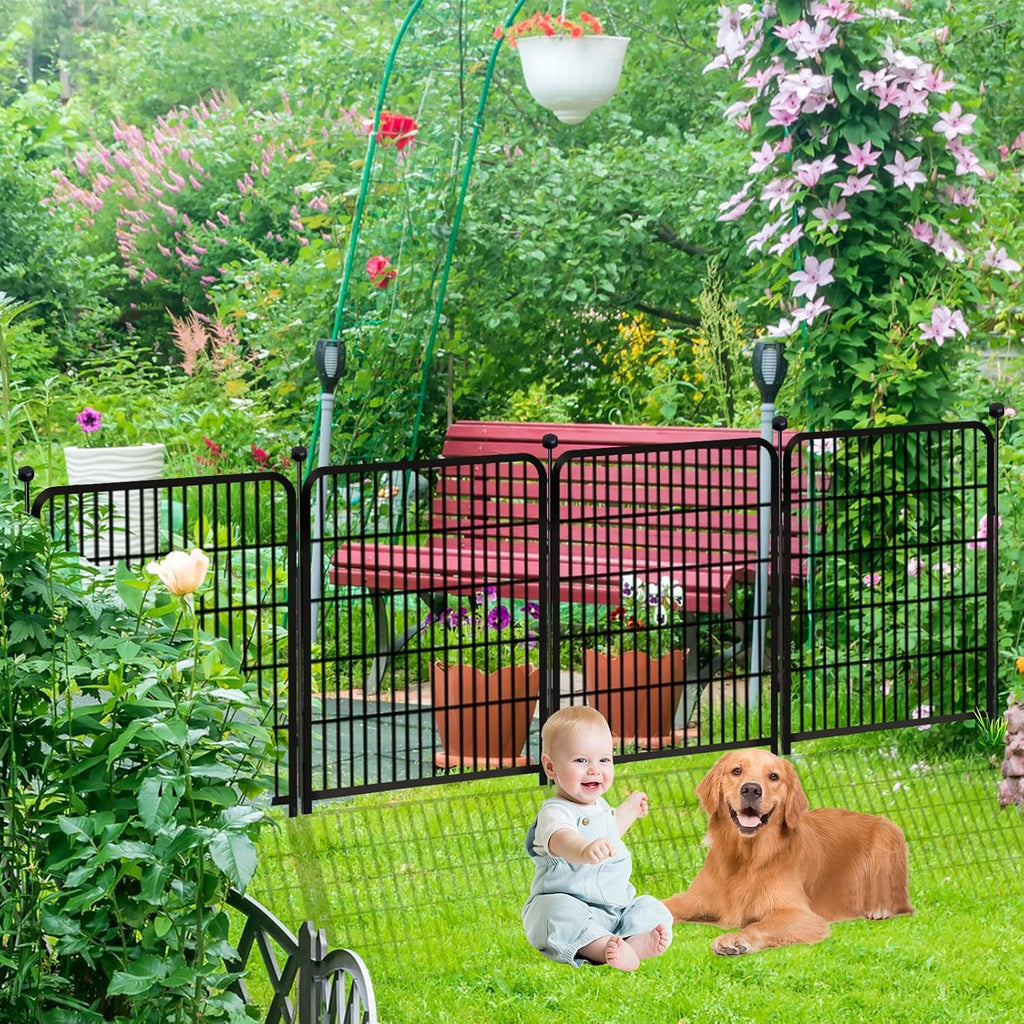 Tall Garden Fence with Gate 48 in(H)×27 in(L) 12 Panels Total 26.6 Ft(L), Garden Fencing to Keep Dogs Out, Heavy Duty