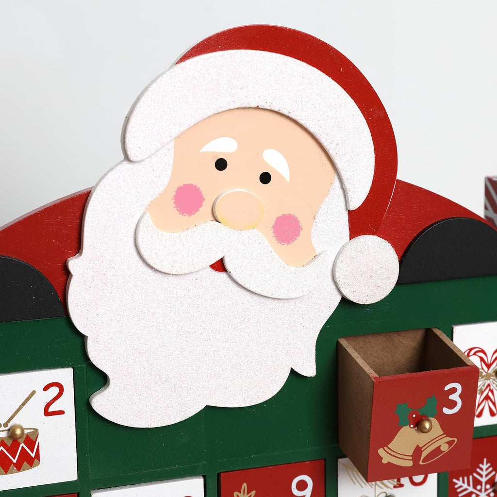 Extra-large Wooden Christmas Advent Calendar with Drawers, 24-Day Countdown to Christmas, Holiday Decoration