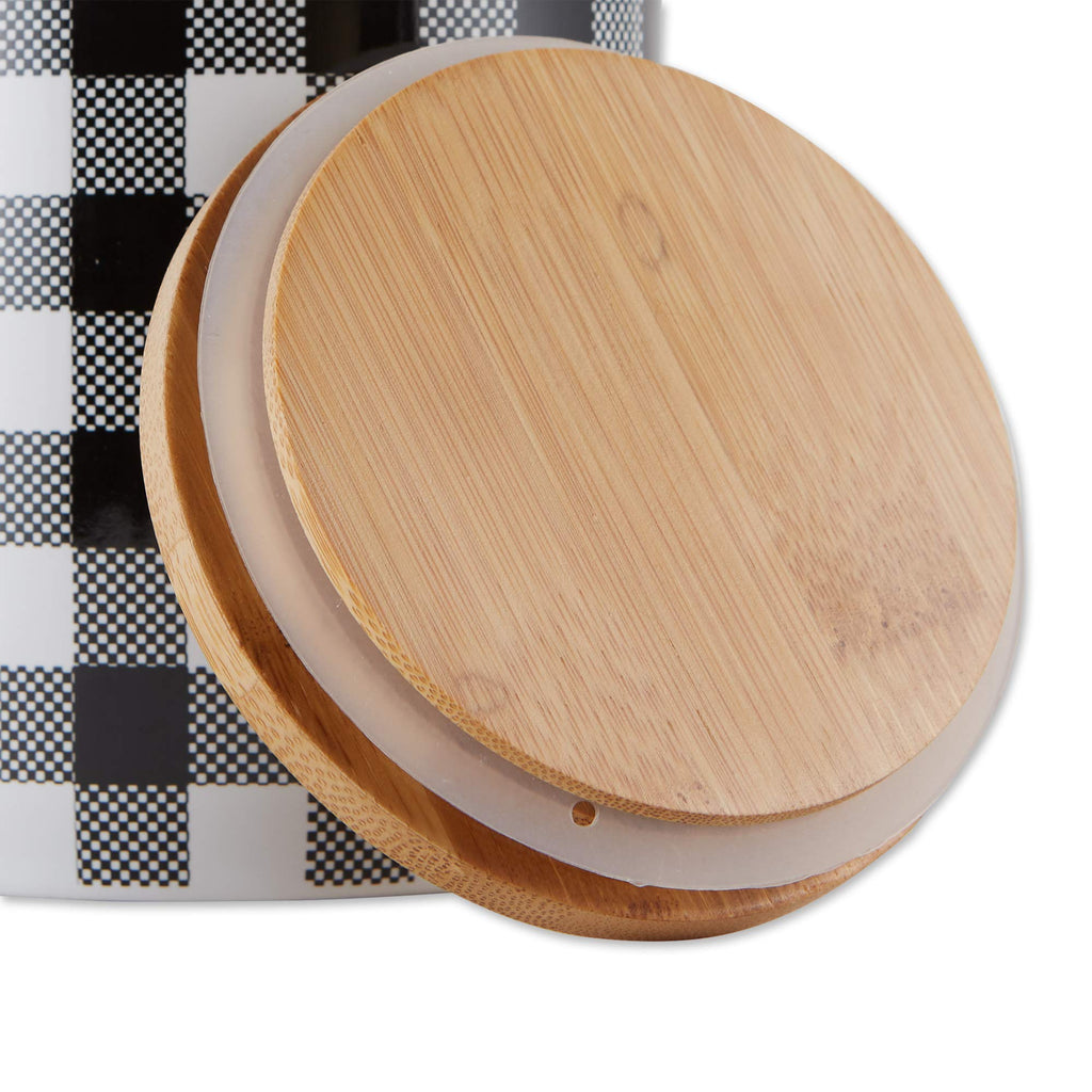 Ceramic Canister Sets for the Kitchen Food Safe Storage Containers with Lids, Large, Medium & Small, Buffalo Check