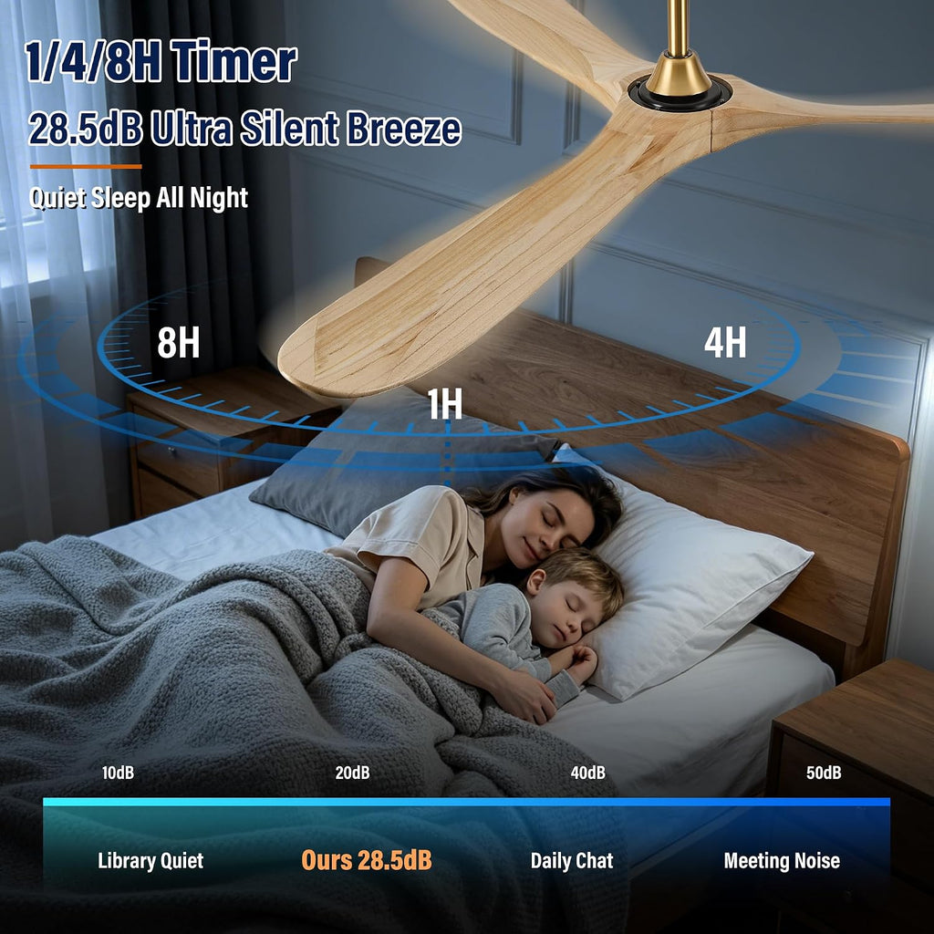 Inspired Maverick Style 72" wood ceiling fan, Brass Gold