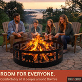 Fire Chief 36 Inch Fire Pit Ring – Heavy Duty Wood Burning Fire Ring Insert with Decorative Wildlife Design – Outdoor Steel Campfire Bonfire Pit - Image 2