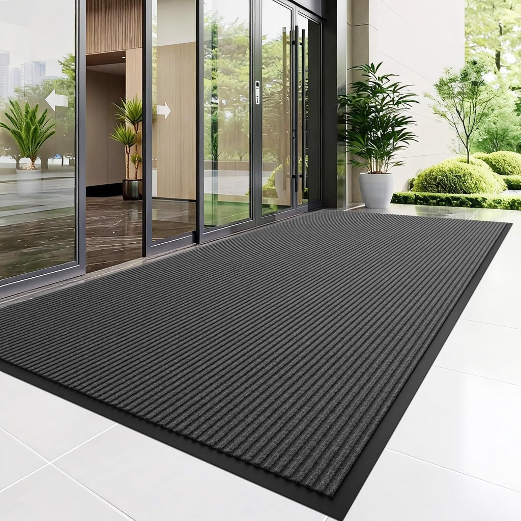 Front Door Mat, 3' x 5' Heavy Duty Indoor Outdoor Welcome Mat , Commercial Floor Entrance, Low Profile, Non-Slip