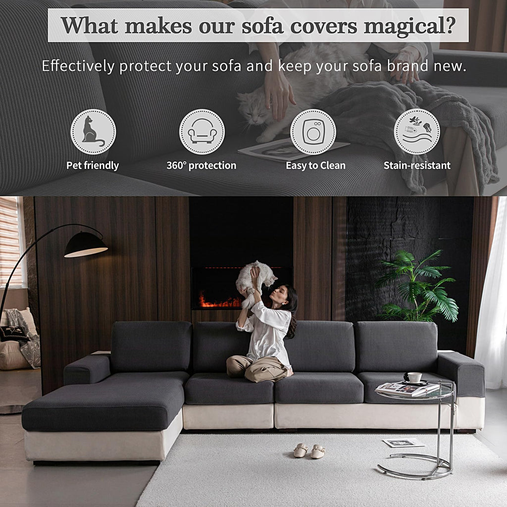 Sectional Couch Cushion Covers for Sofa (3PCS Small)