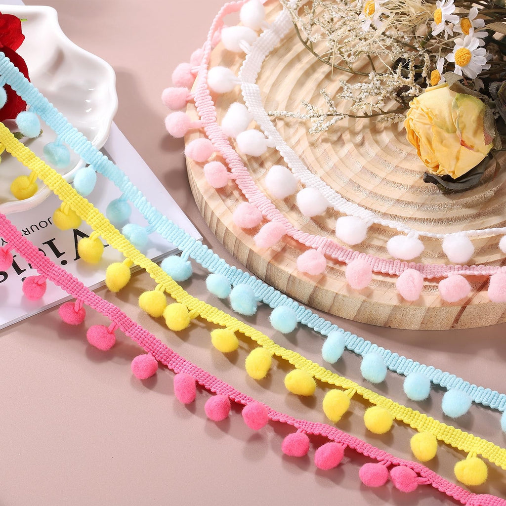 Pom Trim Ribbon 6yd 1" Wide Ball Fringe Sewing Fabric for DIY