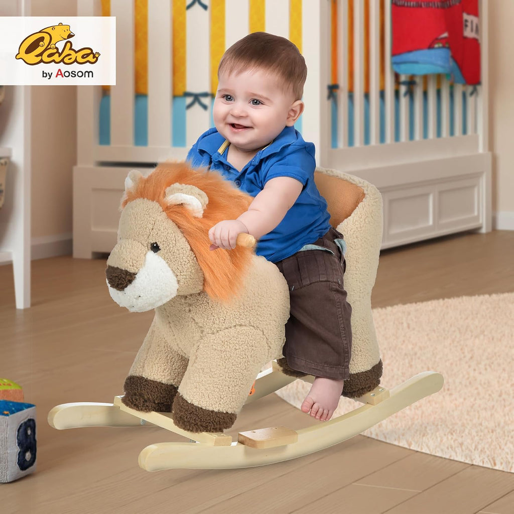 Baby Rocking Horse Lion Ride-On Sound Seat Belt 18-36 Months Brown