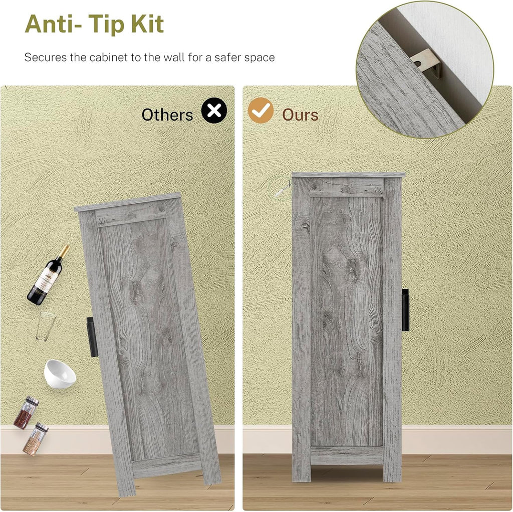 Storage Cabinet with 2 Doors and 4 Adjustable Shelves, Buffet Cabinet with Storage, Floor Cabinet , Rustic Gray