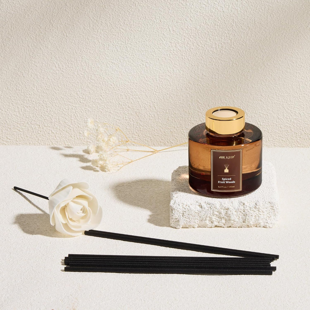 Flower Reed Diffuser Set, Spiced Fruit Diffuser Set, 5.07 Fl.oz (150ml), Home Fragrance, Bathroom, Bedroom & Home
