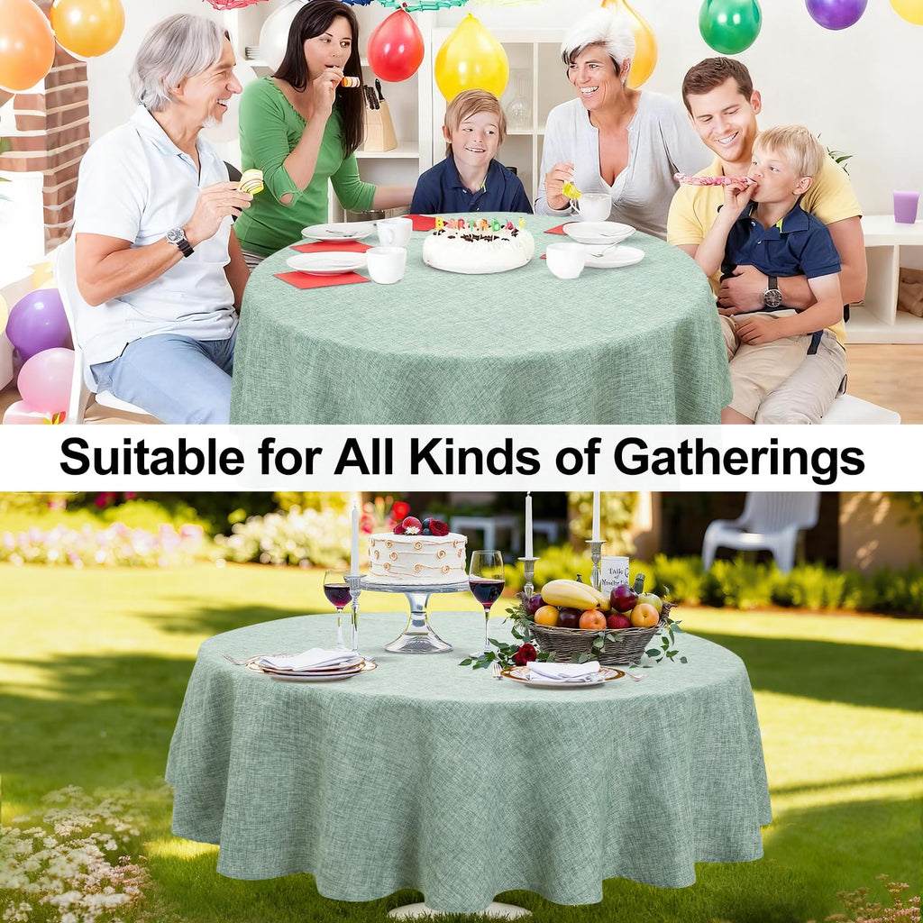 Round Tablecloth Linen Textured Wrinkle Stain Resistant Farmhouse Table Cloth Decorative Fabric, Dining, Party