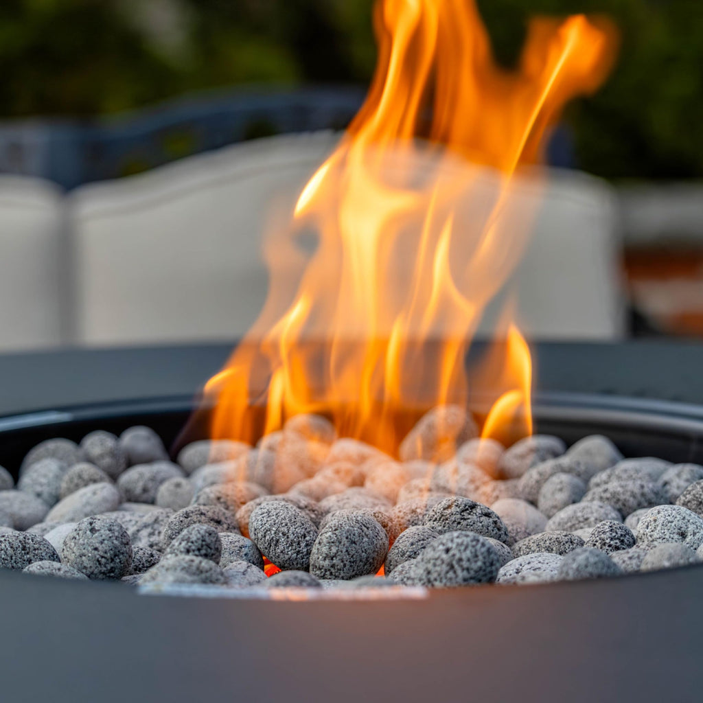 28.5-Inch Customizable Propane Fire Pit, 40, 000 BTU Outdoor Gas Fire Pit with Lava Rocks & Burner Cover - Modern