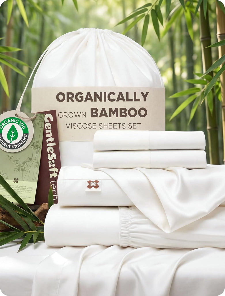 100% Organically Grown Bamboo Viscose King Sheets Set | Cooling Bedsheets for Hot Sleepers | Luxury Silky Soft