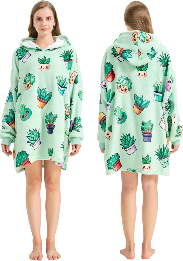 Plant Gifts for Gardening Lovers, Wearable Blanket Hoodie, Hooded Blankets | Oversized Sweatshirt, Cozy, Warm, Soft