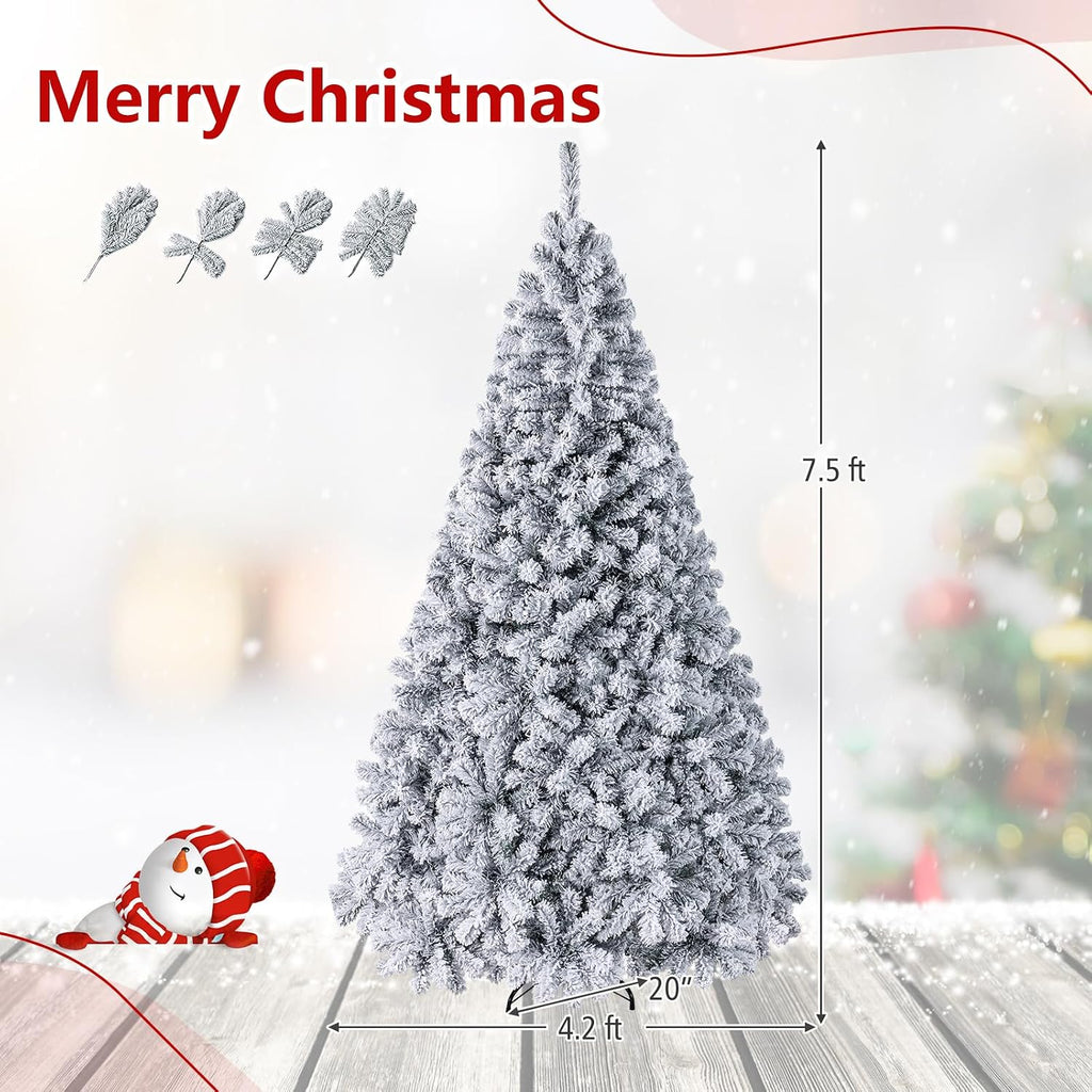 Pre-Lit Snow Flocked Christmas Tree with 450 Lights