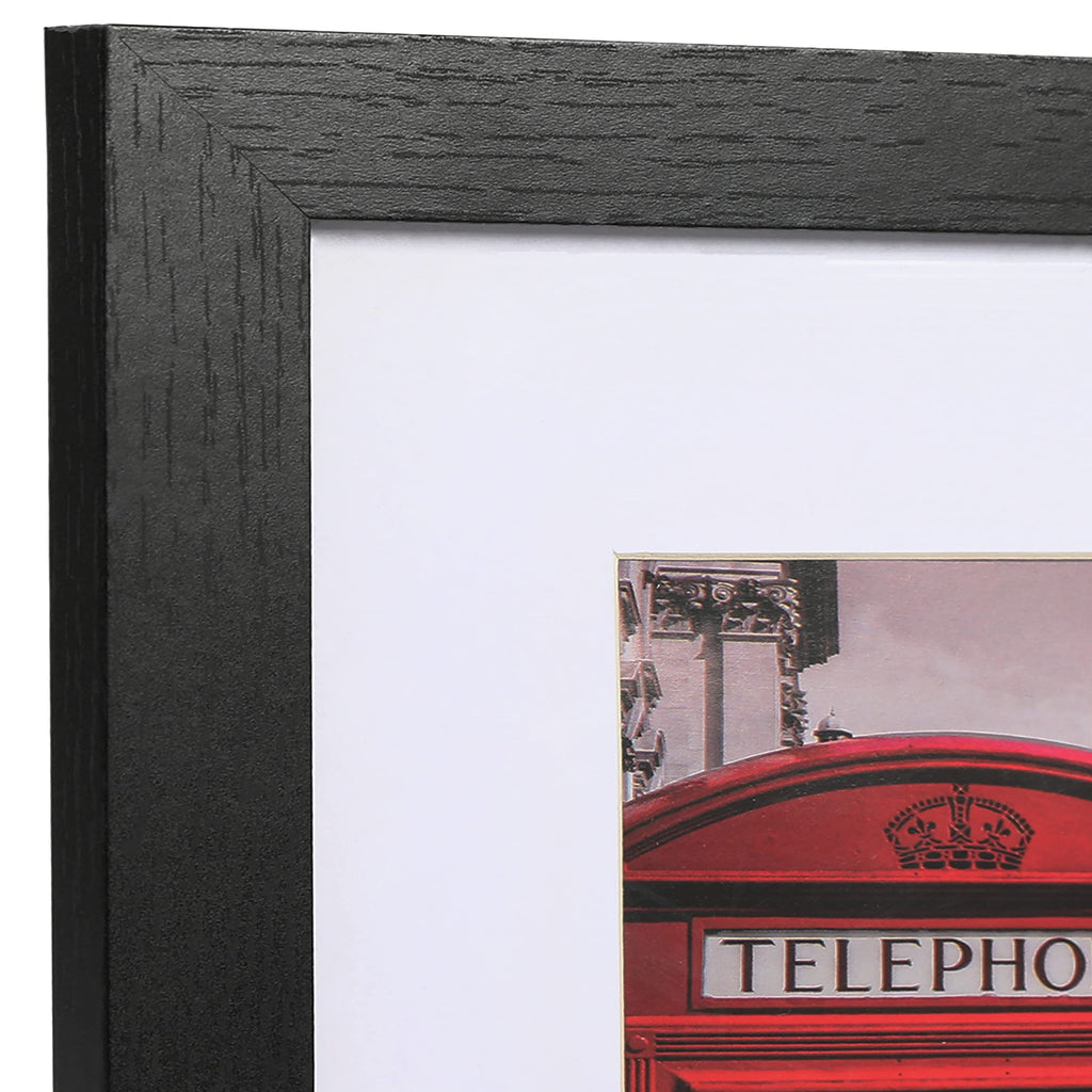 11x14 Picture Frame Set of 6, Wall or Tabletop, Black Woodgrain