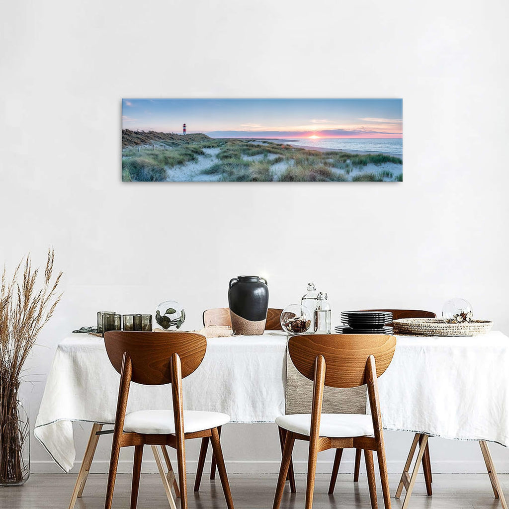 Beach Wall Art Coastal Wall Decor Sunset Lighthouse Landscape Canvas Prints Modern Horizontal Ocean Scenery Pictures